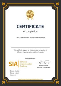 SIA certificate sample